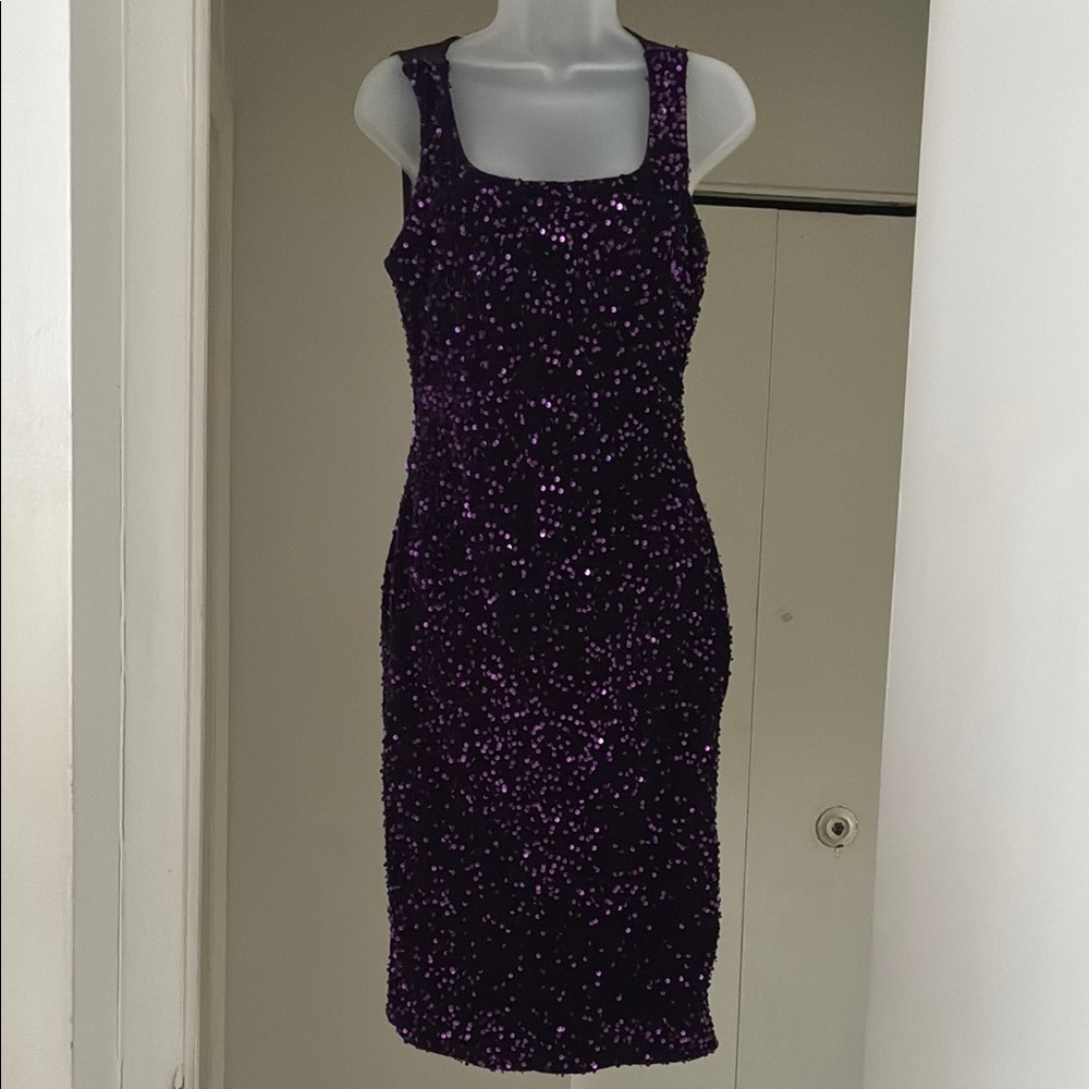 Elegant Purple Sequin Dress